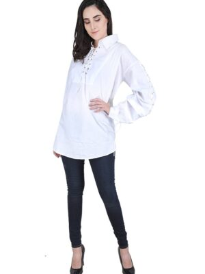 Dark Star Shirt Cotton Eyelets White