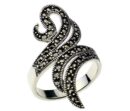 Silver Ring Marcasite Swirl