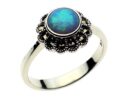 Silver Ring Marcasite Blue