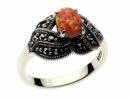 Silver Ring Marcasite Pink