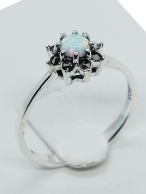 Silver Ring Marcasite Opal