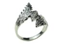 Silver Ring Leaves Diamond Cut