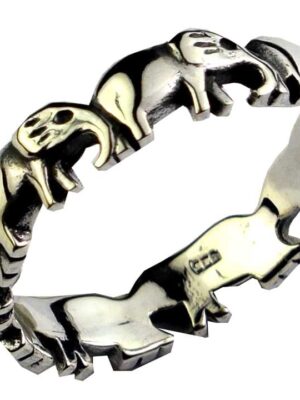 Silver Ring Band Elephant