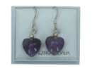 Silver Earing Hearts Amethyst