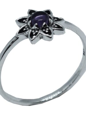 Silver Ring Flower Amethyst