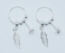 Silver Earing Feather on Hoop