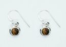 Silver Earring Circle Tiger Eye