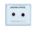 Silver Earring Stud Dark Red