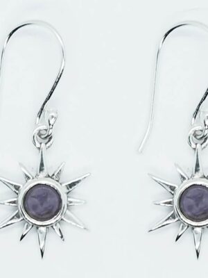 Silver Earring Star Amethyst