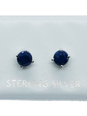 Silver Stud Round Cut Lapis