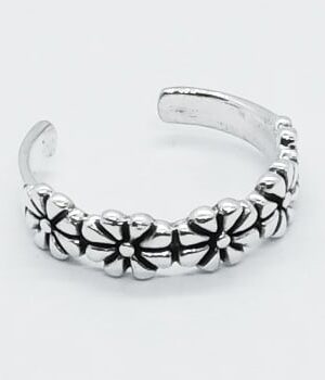 Silver Toe Ring Flowers