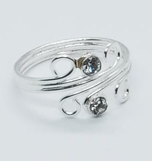 Silver Toe Ring Two Stones