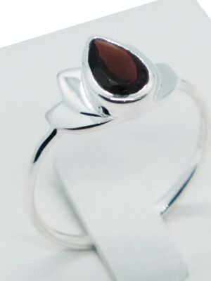 Silver Ring Cut Garnet Lotus