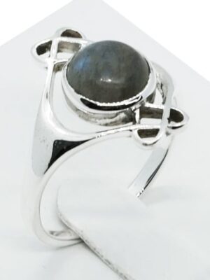 Silver Ring Hearts Labradorite