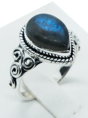 Silver Ring Teardrop Labradorite