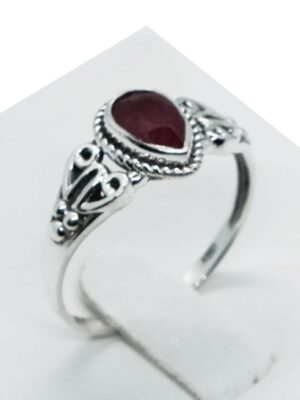 Silver Ring Teardrop Cut Ruby