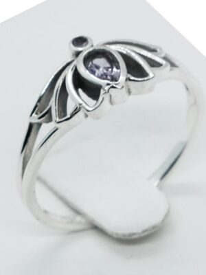 Silver Ring Lotus Cut Amethyst