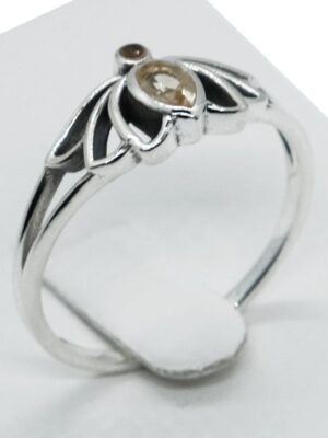 Silver Ring Lotus Cut Citrine