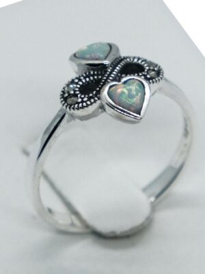 Silver Ring Marcasite Eternity Opal