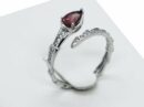 Silver Ring Snake Garnet Adjustable