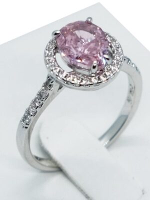 Fashion Ring With Pink Drop CZ