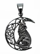 Pendant Silver Moon Gazing Wolf Lisa Parker Licensed