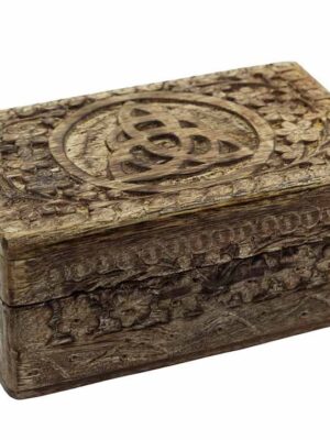Box Wooden Carved Triquetra 6X4 Inch