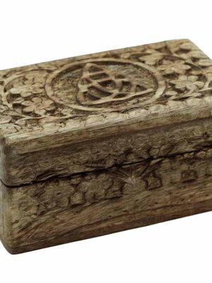 Box Wooden Carved Triquetra 5X3 Inch