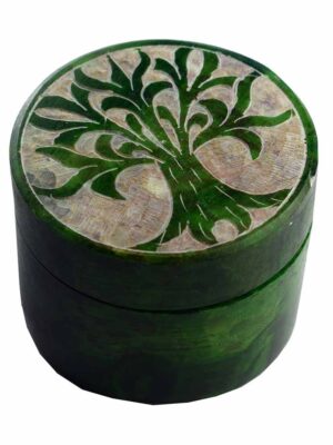 Soapstone Round Box 2" Set Of 2