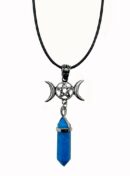 Pendant Wand Blue Howlite 3 Moon