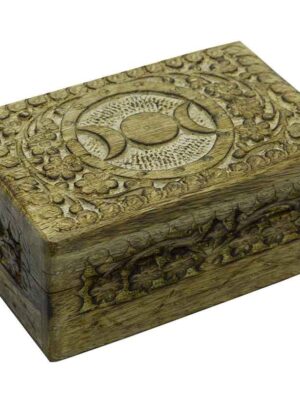 Box Wooden Triple Moon  6X4 Inch