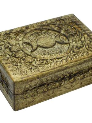Box Wooden Triple Moon 7X5 Inch