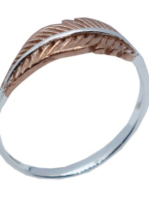 Silver Ring Feather Rose Gold