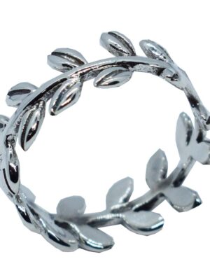 Silver Ring Leaves Plain