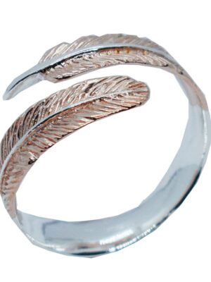 Silver Ring Feathers 2Tone Rose