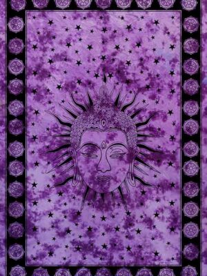 Bedspread Single Buddha Head Purple