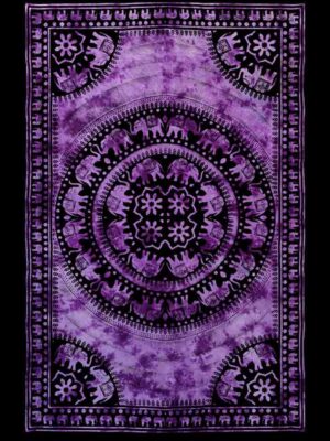 Bedspread Single Round Elephant Purple
