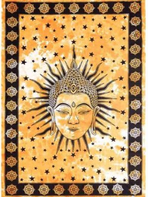 Bedspread Double Buddha Head Yellow