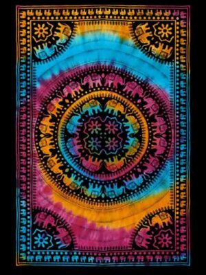 Bedspread Double Round Elephant Multicolour