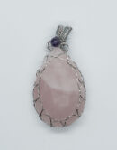 Pendant Drop Wired Rose Quartz