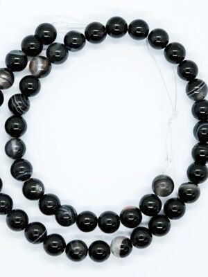 String Bead 8mm Agate Black
