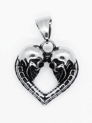 Pendant Steel Skulls Heart