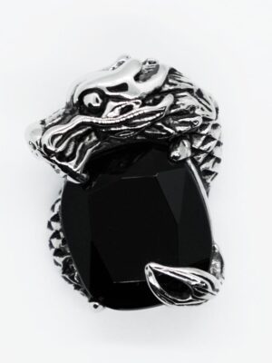 Pendant Steel Dragon Black Sto