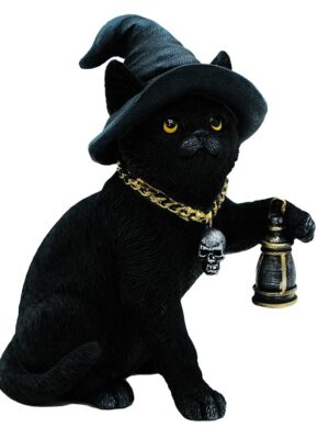 Cat Black Witch Hat With Lamp
