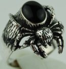 Ring Silver Spider Black Stone