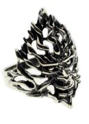 Silver Ring Evil Flaming Face