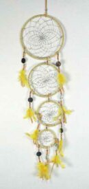 Dream Catcher Beaded Yellow 4 Circles 16cm
