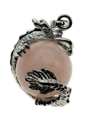 Pendant Dragon On Rose Quartz Ball