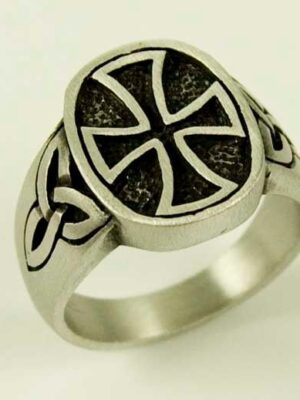 Ring Pewter Cross In Centre