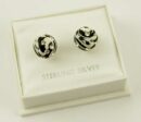 Earring Silver Stud Ball 8mm Black